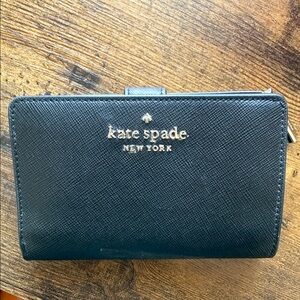 Kate Spade Black Leather Wallet with Gold Accents